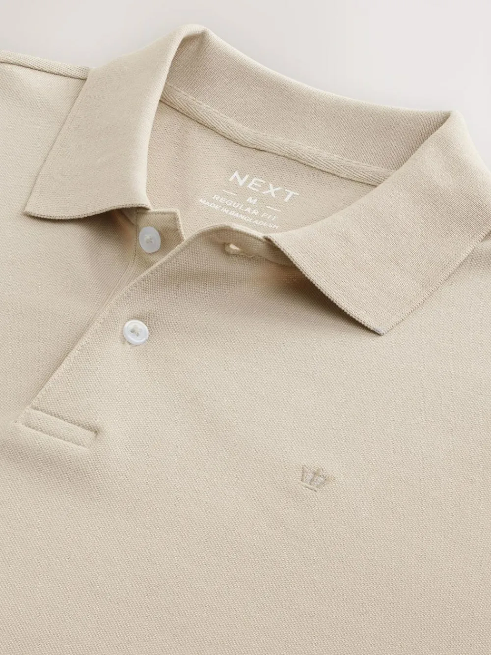 Best Next Ecru Oatmeal Regular Fit Long Sleeve Pique Polo Shirt