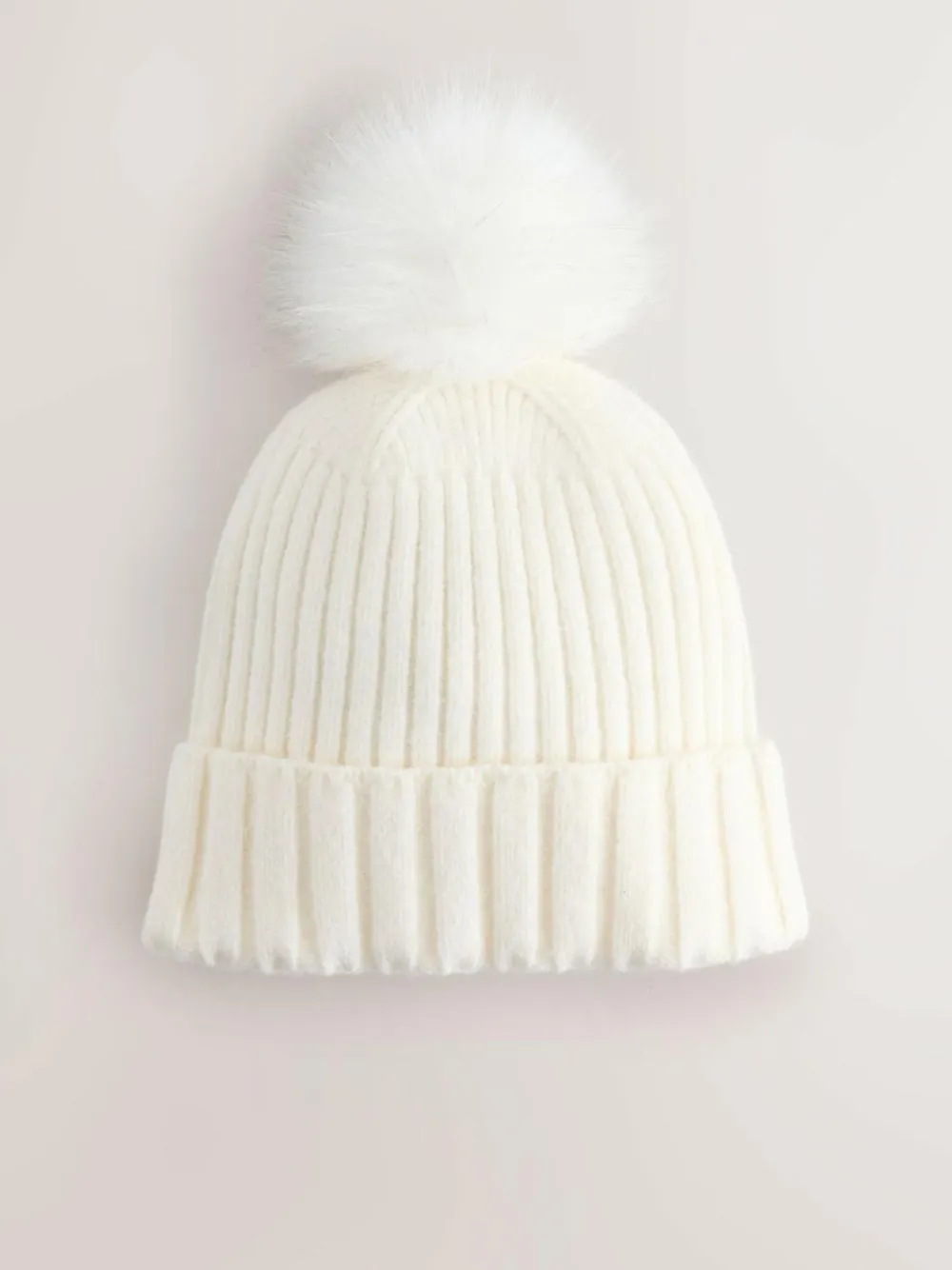 Next Ecru Rib Knit Pom Hat^Women Hats|Hats, Gloves & Scarves