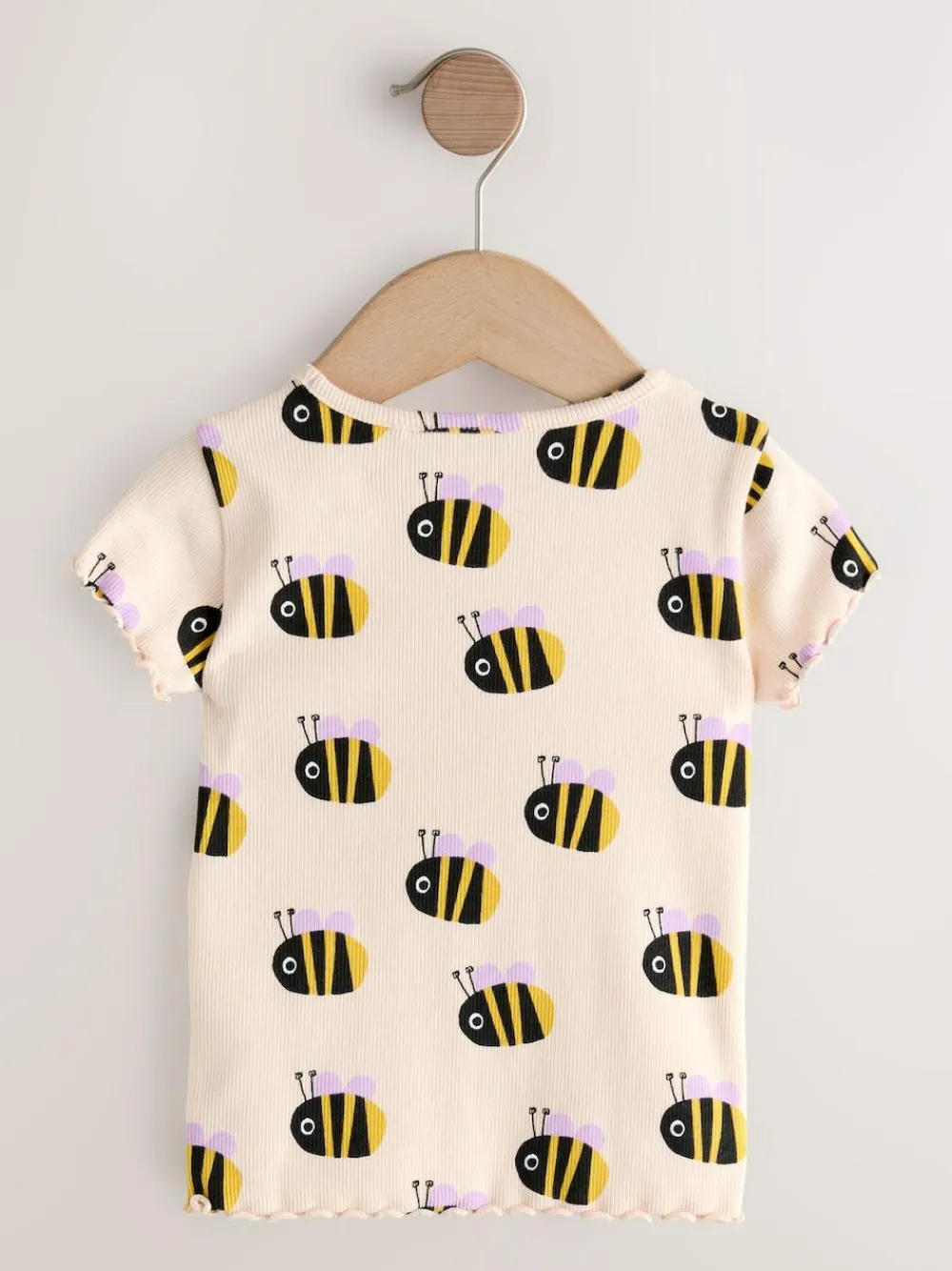 Hot Next Short Sleeve Rib T-Shirt (3mths-7yrs) Ecru White Bee