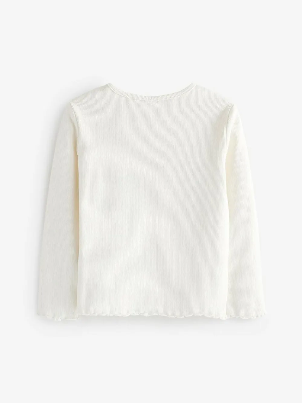 Next Cotton Rich Long Sleeve Rib T-Shirt (3mths-7yrs) Ecru White