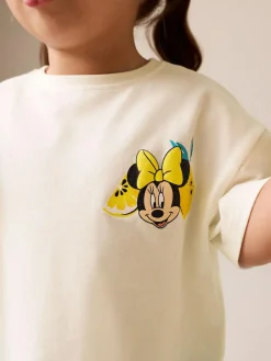 Next Ecru White Disney Minnie and Mickey Short Sleeve Top and Shorts Set (3mths-7yrs)^ Baby Girls|Tops