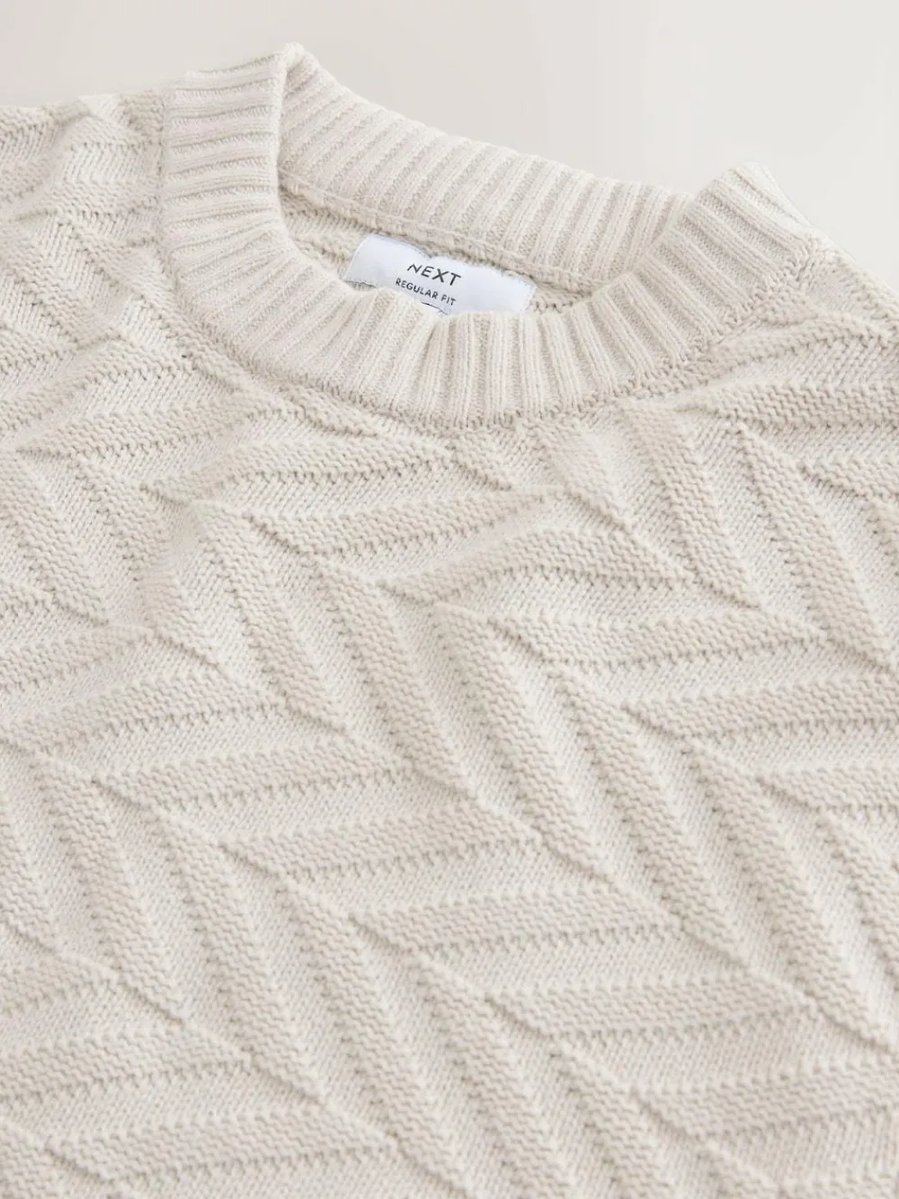 Next Regular Fit Cotton Rich Chevron Cable Crew Neck Jumper^ Knitwear|Knitwear