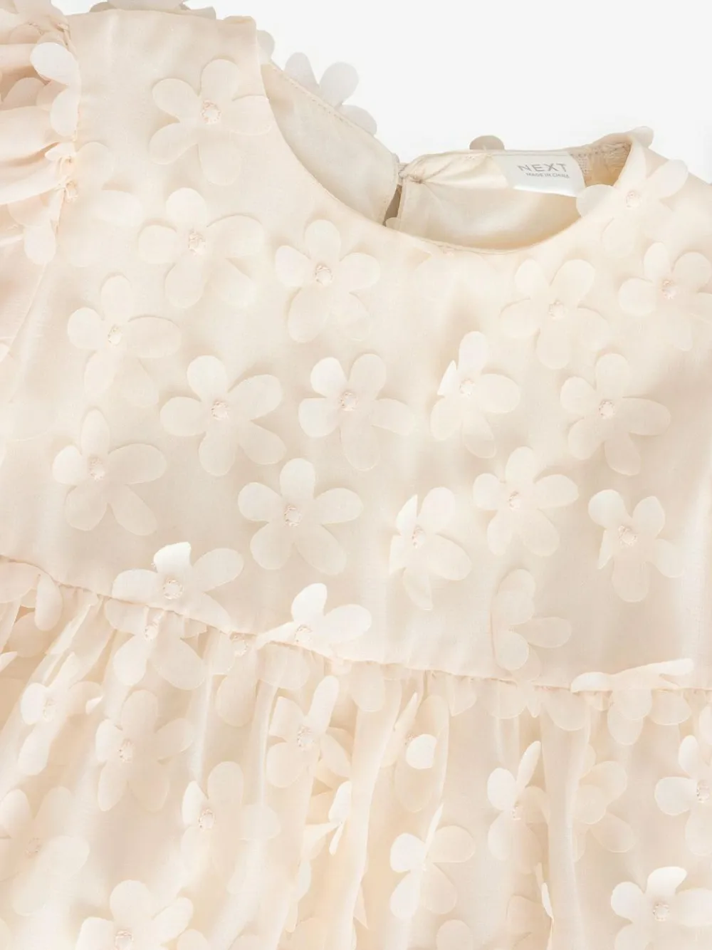 Next Short Sleeve 3D Flowers Dress (3mths-8yrs) Ecru White