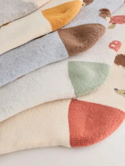 Outlet Next Ecru Woodland Animals Cosy Terry Cotton Rich Socks 5 Pack