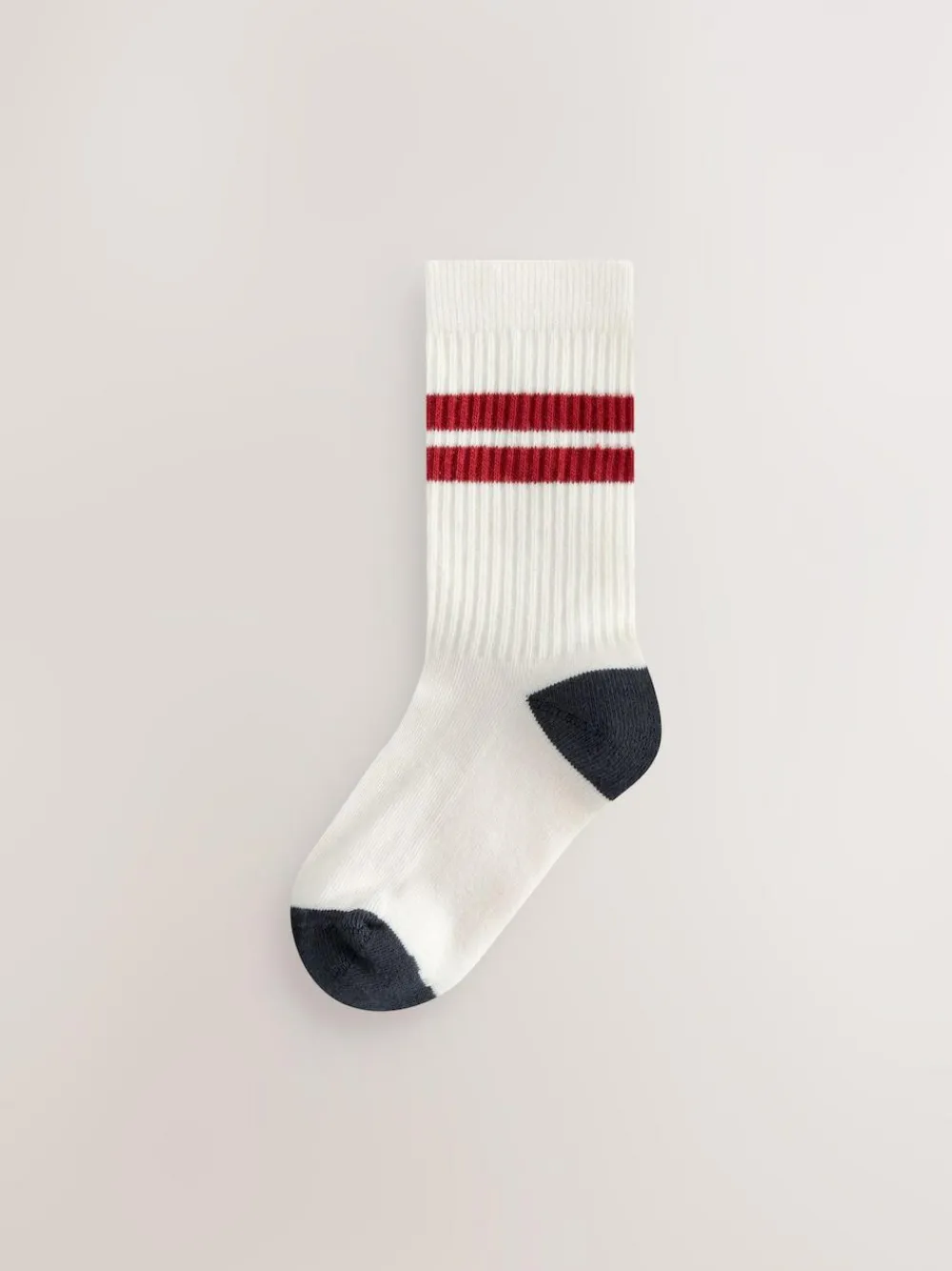 New Next Ecru/Blue/Mineral Cushioned Footbed Cotton Rich Ribbed Tipped Socks 5 Pack