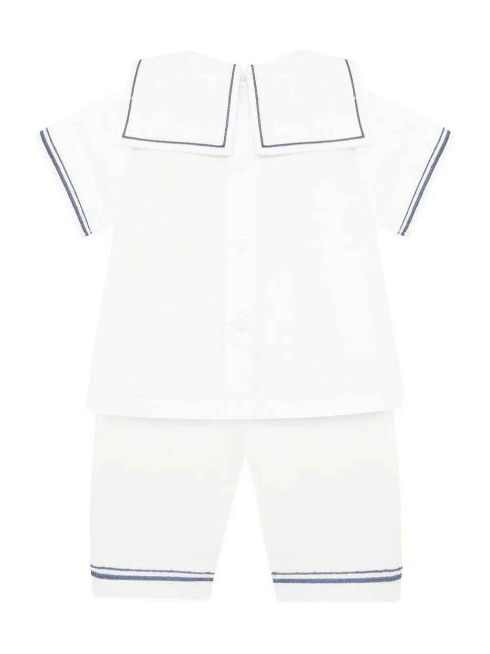 New Emile Et Rose Linen Style Sailor Collar & Trim 100% Cotton 2Pc Shorts & Hat Set