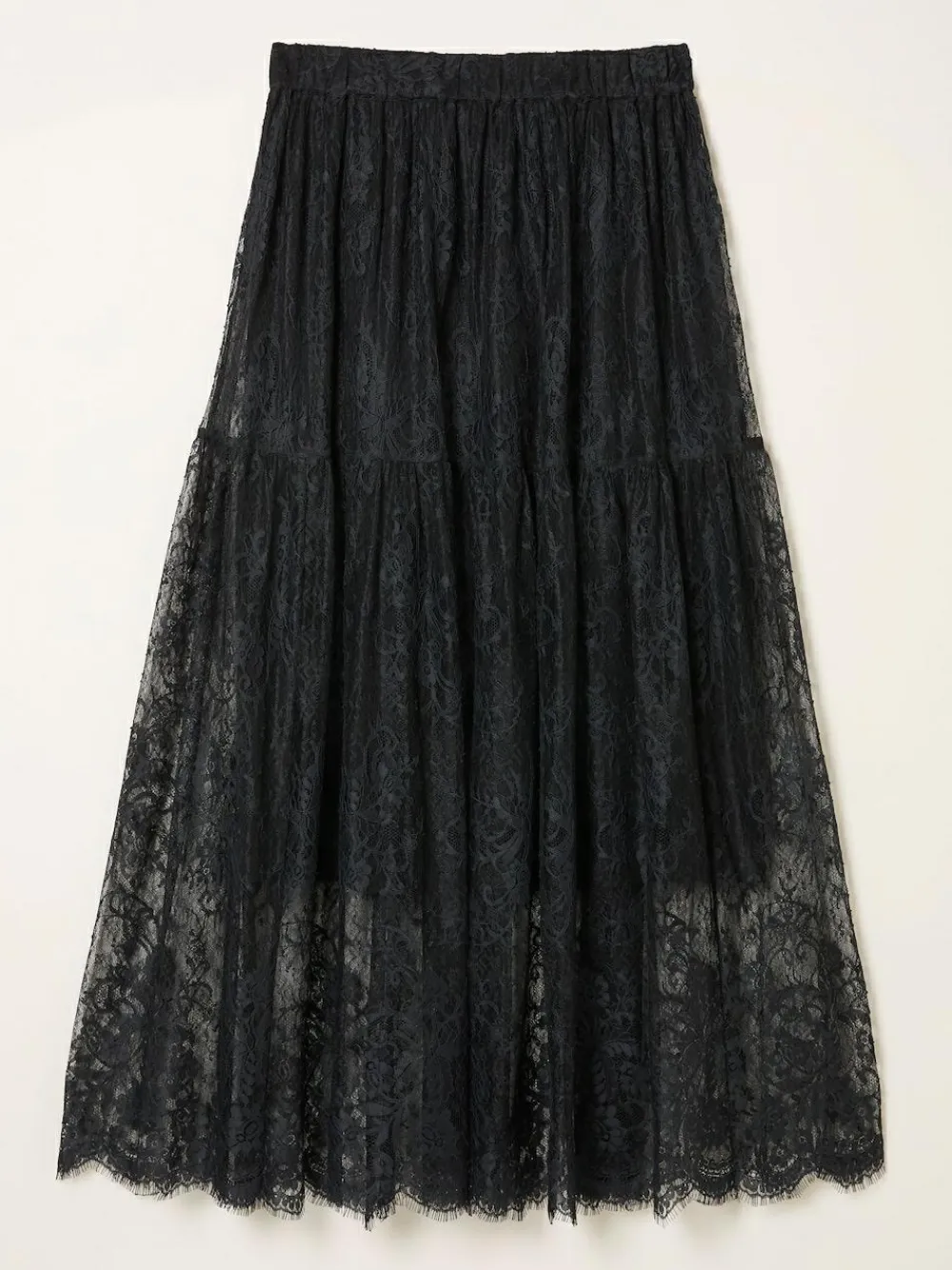 Fat Face FatFace Annie Black Lace Midi Skirt