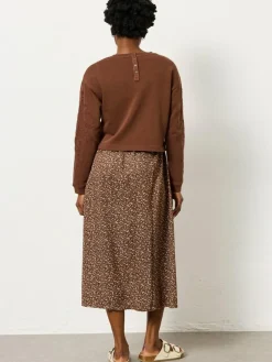 Fat Face FatFace Brown Ditsy Petite Noa 2in1 Midi Dress^Women Midi Dresses|Dresses