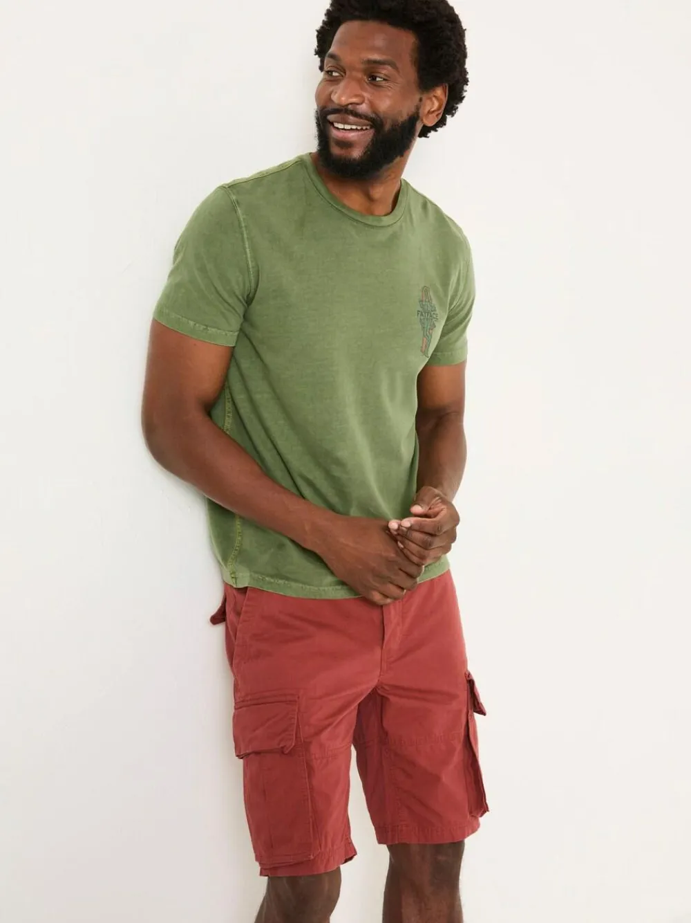Online Fat Face FatFace Bude Dark Red Cargo Shorts