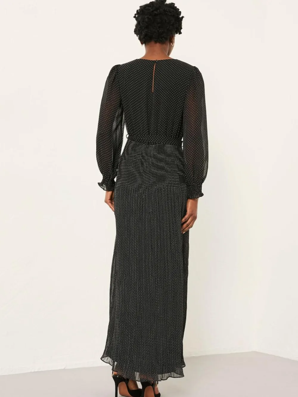 Online Fat Face FatFace Darcy Black Pin Spot Darcy Midi Dress