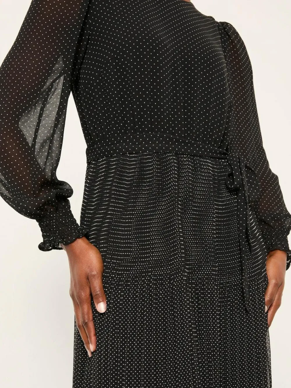 Online Fat Face FatFace Darcy Black Pin Spot Darcy Midi Dress