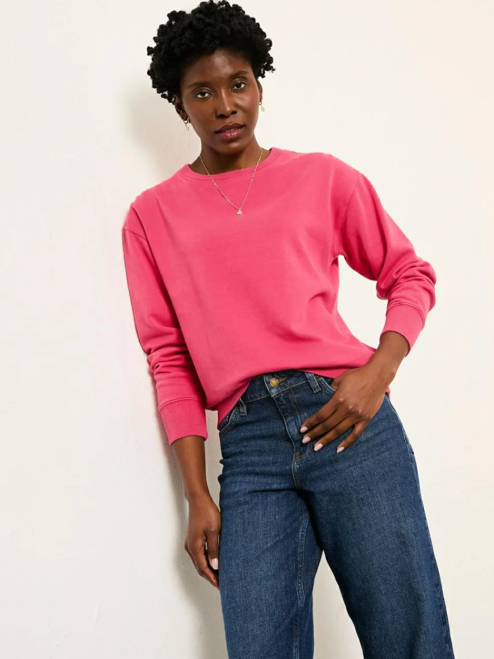 Hot Fat Face FatFace Georgia Crew Sweatshirt Fushsia Pink