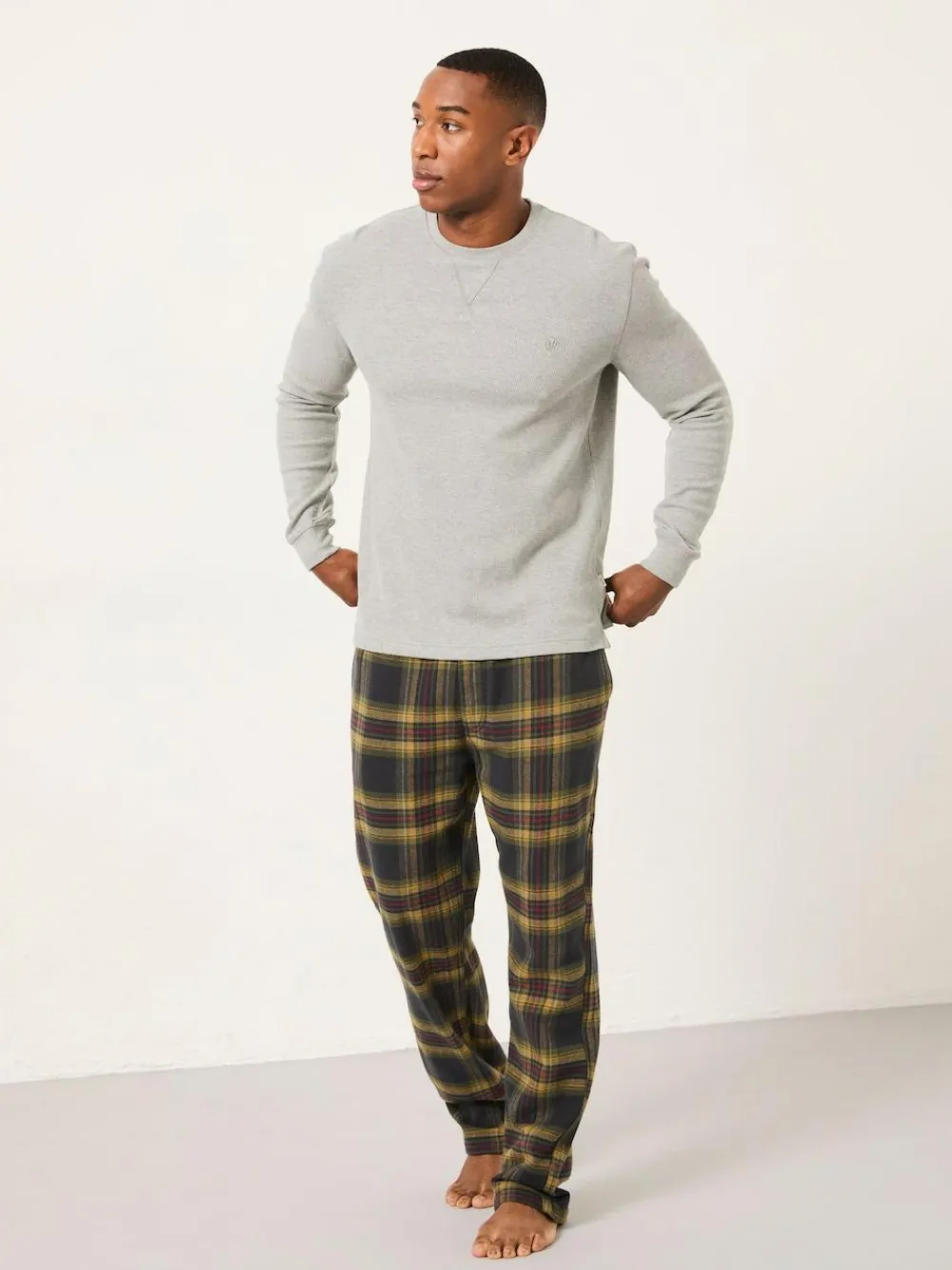 Best Fat Face FatFace Grey Waffle Crew Neck Pyjama Top