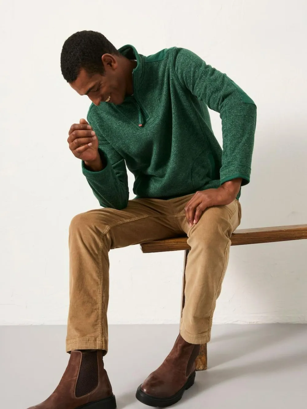 Clearance Fat Face FatFace Haxby Half Zip Sweat Emerald Green
