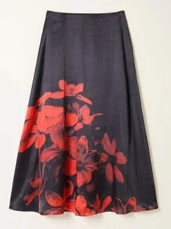 Best Fat Face FatFace Joelle Black Floral Midi Skirt