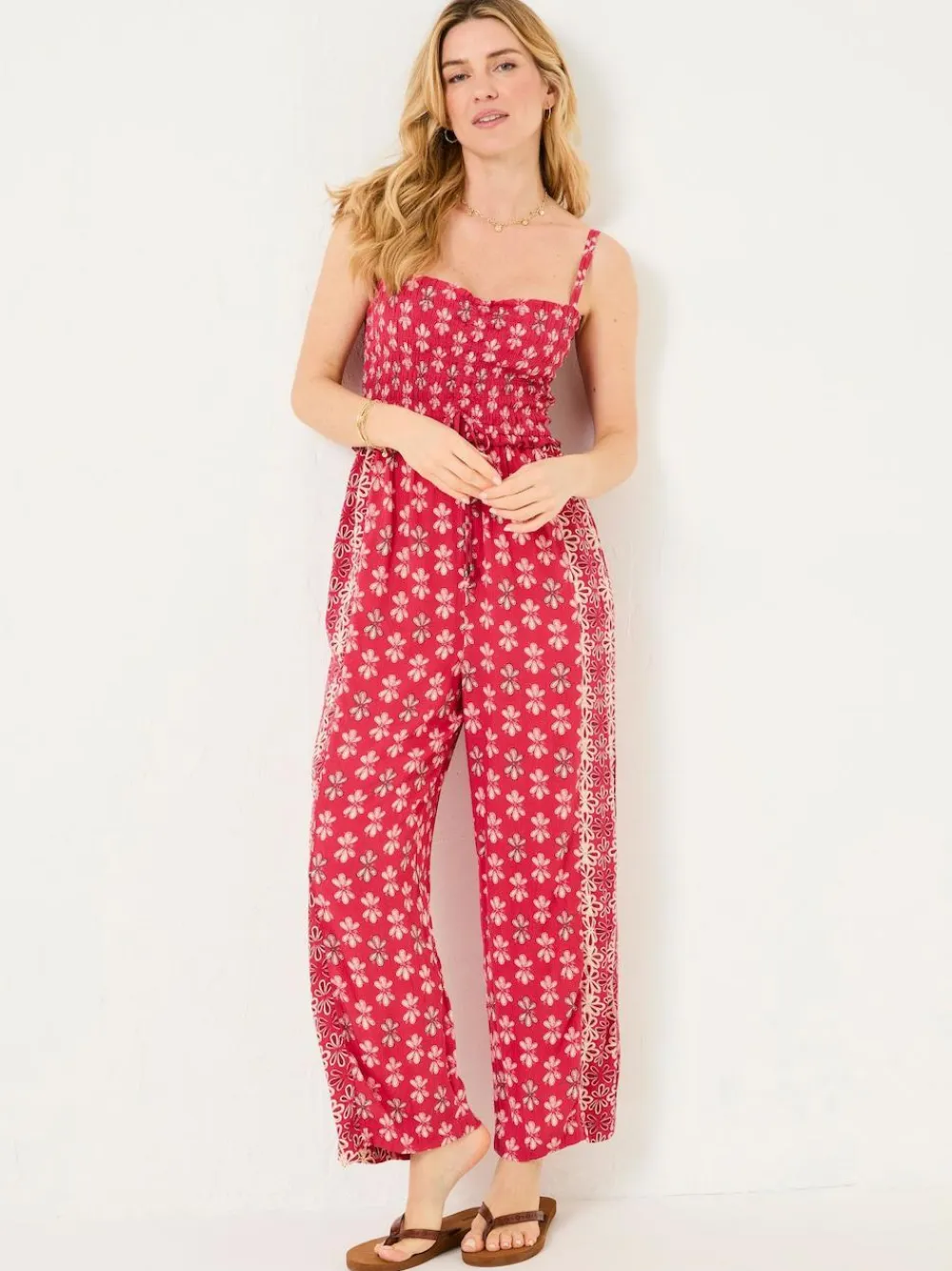 Online Fat Face FatFace Natalie Jumpsuit Dark Pink Earth Geo