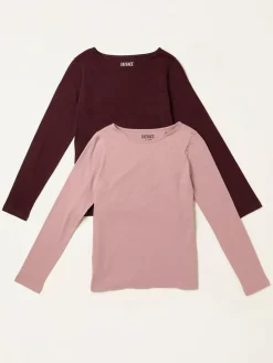Best Fat Face FatFace 2 Pack Long Sleeve Round Neck T Shirt Purple/Pink