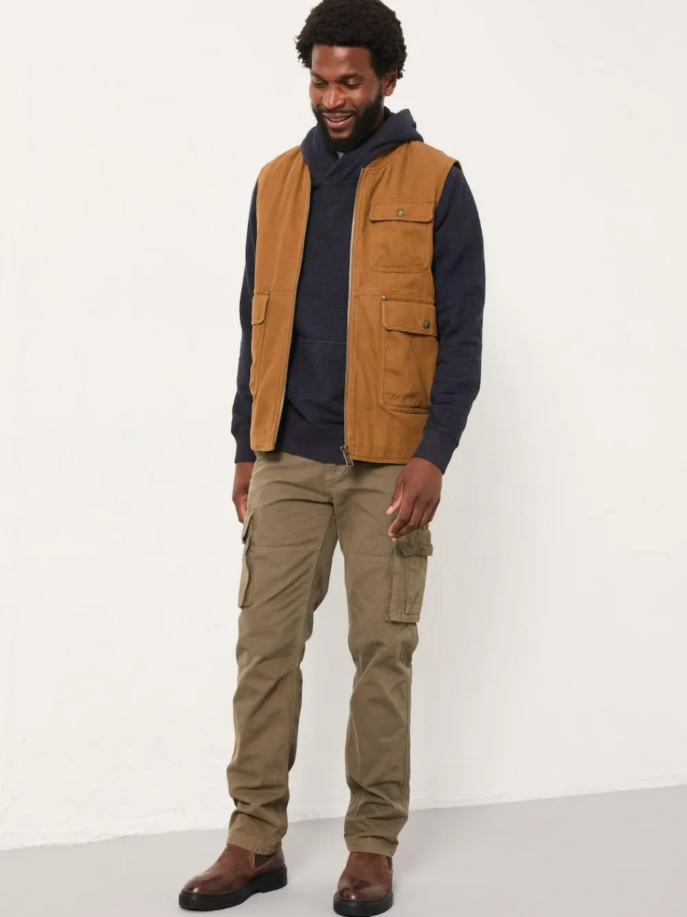 Sale Fat Face FatFace Rydal Light Brown Canvas Gilet