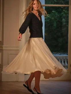 Best Fat Face FatFace Violet Prom Tulle Skirt Gold