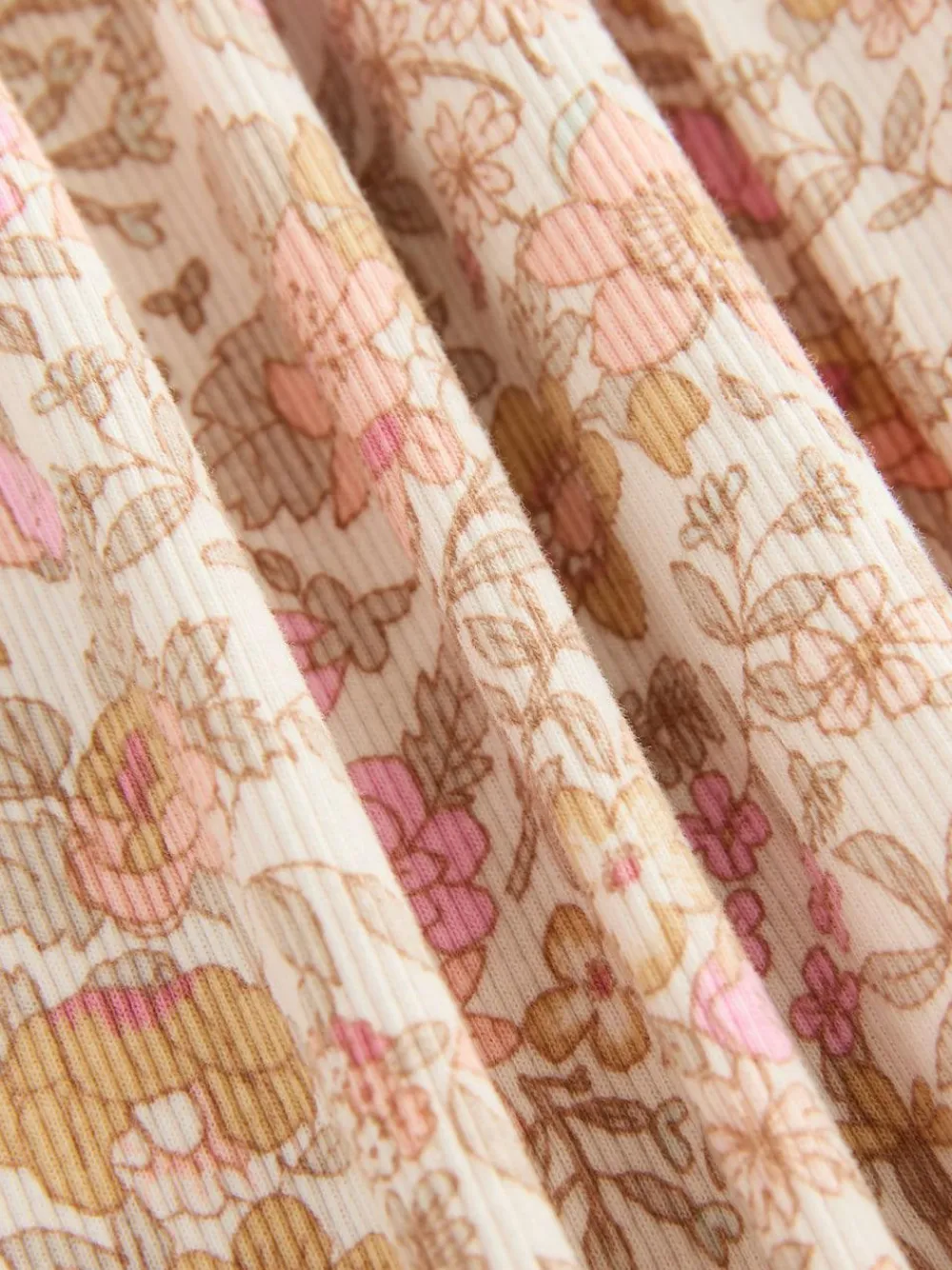 Online Next Floral Long Sleeve Ribbed Dress (3mths-7yrs)