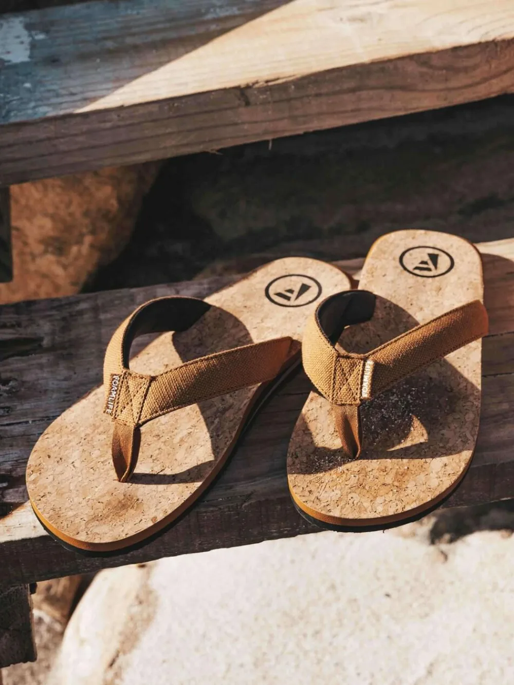 Outlet Foamlife Brown Mens Mully Cork Flip Flops