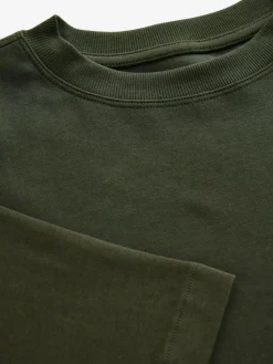 Next Forest Green Relaxed Fit Heavyweight Longline T-Shirt^Women Tops & T-Shirts