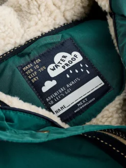 Best Next Forest Green Waterproof Borg Lined Parka Coat (3mths-7yrs)