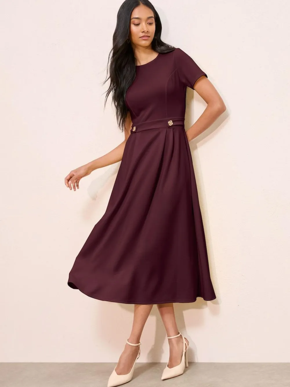 Friends Like These Petite Tab Detail Short Sleeve Midi Tailored Dress^Women Occasionwear|Midi Dresses