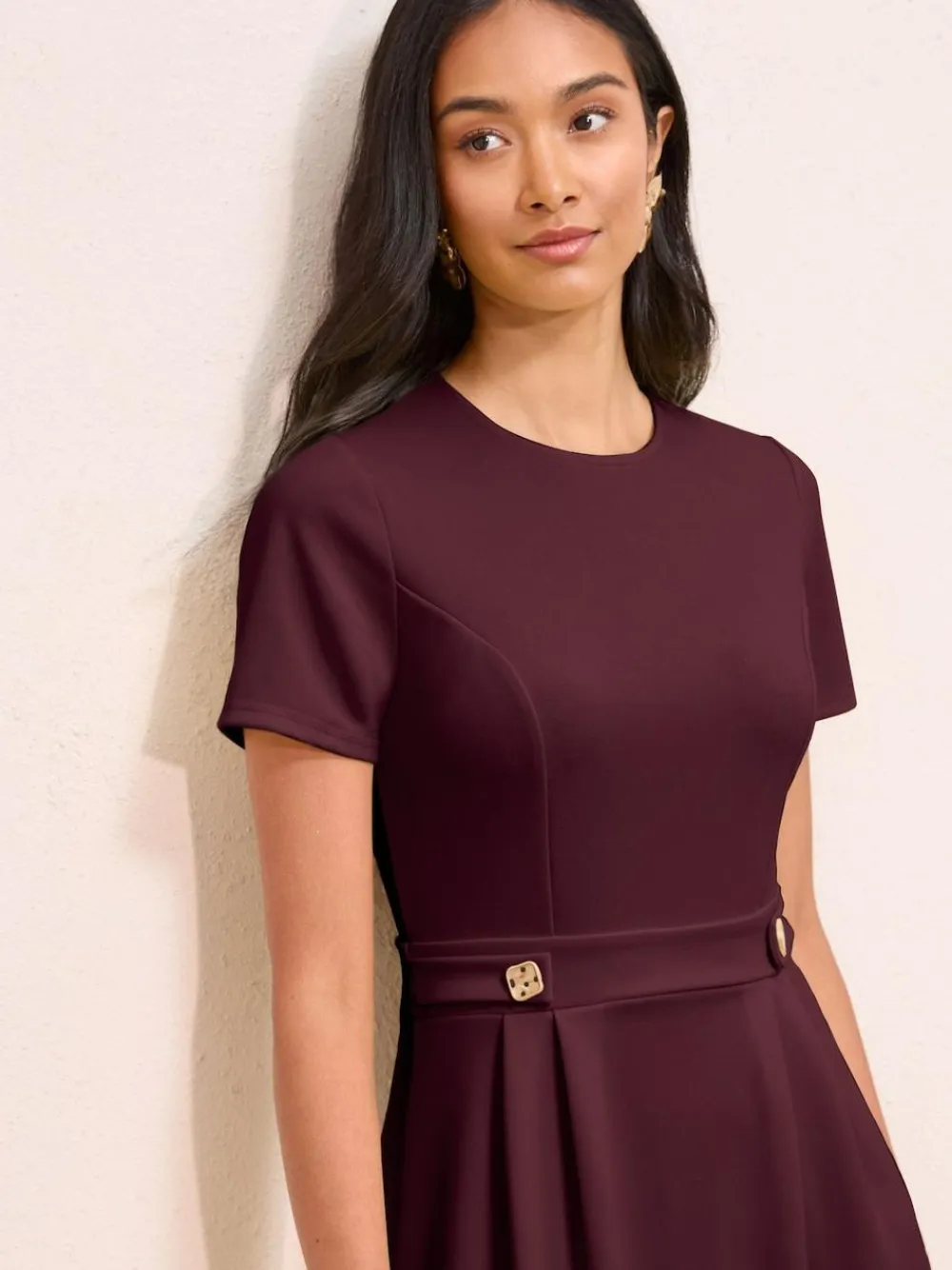 Friends Like These Petite Tab Detail Short Sleeve Midi Tailored Dress^Women Occasionwear|Midi Dresses
