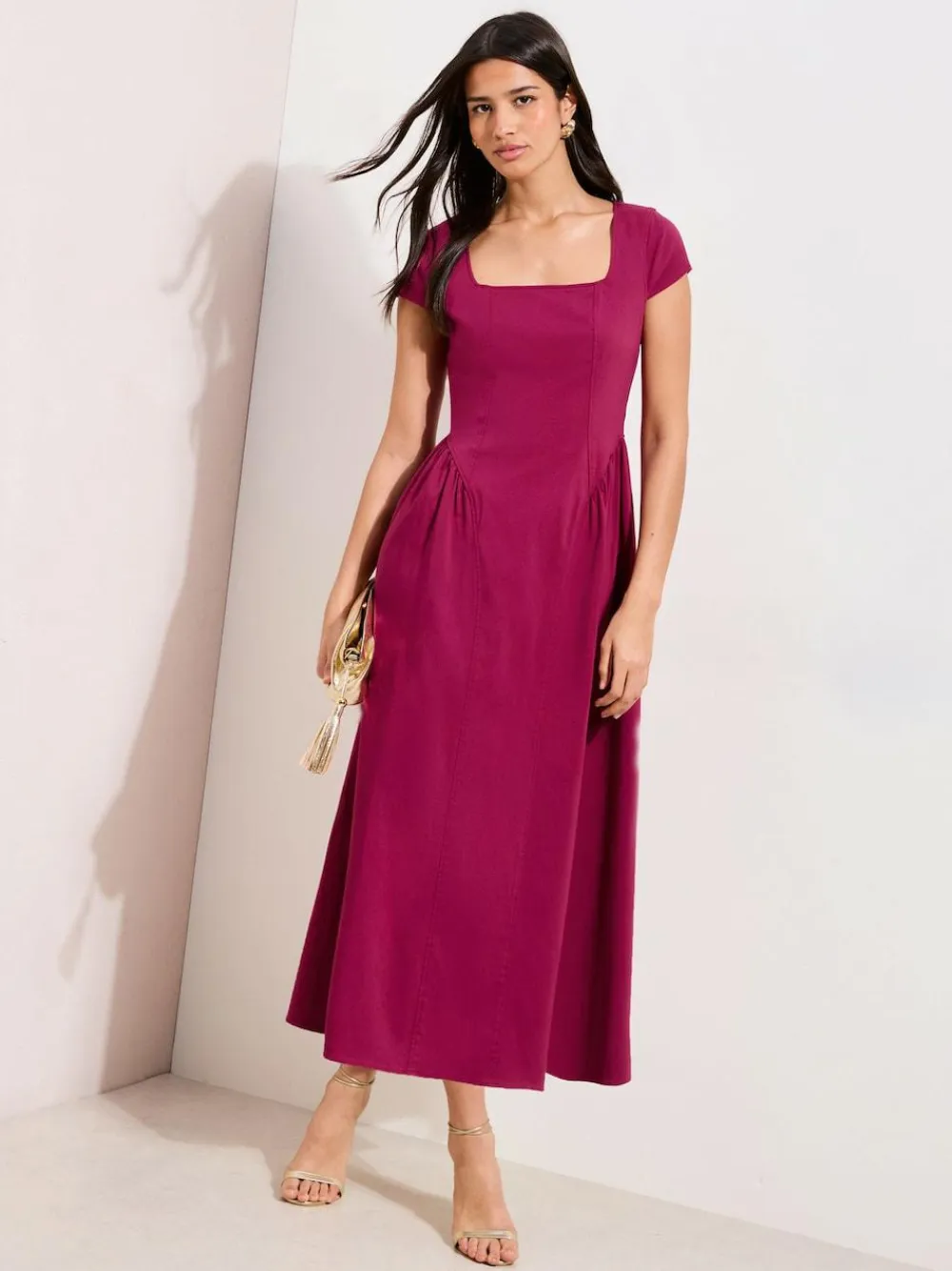 Friends Like These Square Neck Sculpting Stretch Midaxi Dress^Women Occasion Dresses|Midi Dresses