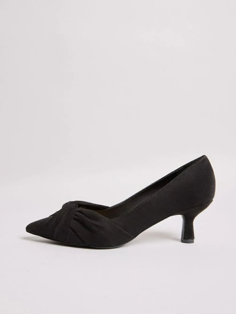 Friends Like These Standard Fit Twist Detail Kitten Heel Faux Suede Courts^Women Heels