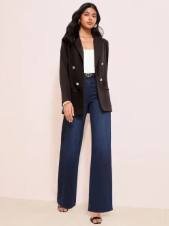 Hot Friends Like These Black Petite Edge To Edge Ponte Tailored Blazer