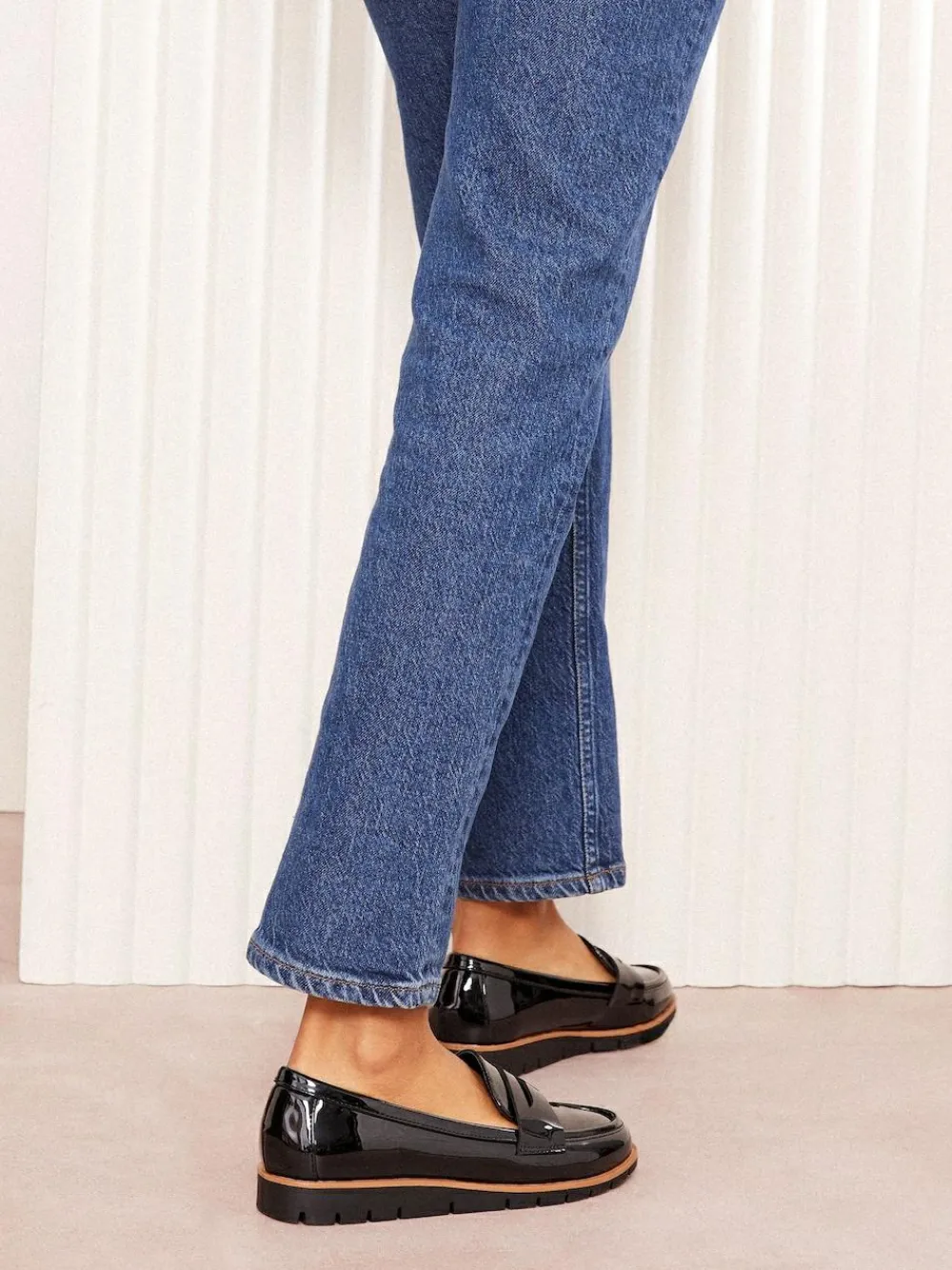 Outlet Friends Like These Black Standard Fit Comfort Patent Faux Leather Flat Loafers