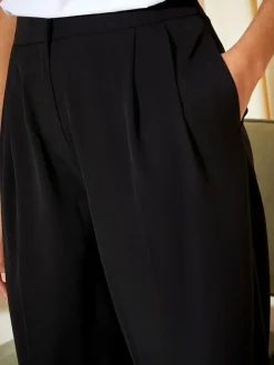 Friends Like These Black Premium Elastic Back Tailored Wide Leg Trousers^Women Nightwear|Pants