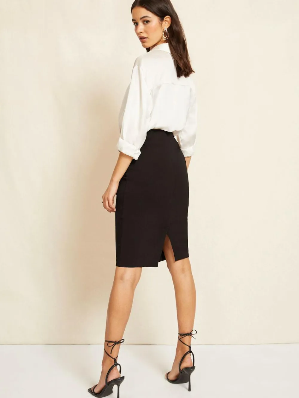 Friends Like These Black Sculpting Stretch Knee Length Midi Skirt