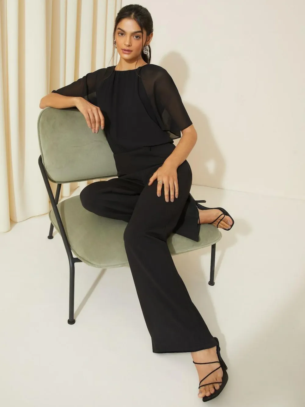 Friends Like These Chiffon Flutter Sleeve Scuba Jumpsuit^Women Jumpsuits & Playsuits