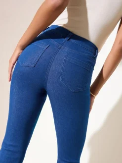 Sale Friends Like These Petite High Waist Pocket Flare Jeans Blue