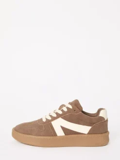 Discount Friends Like These Brown Wide Fit Lace Up Retro Gumsole Sports Trainers