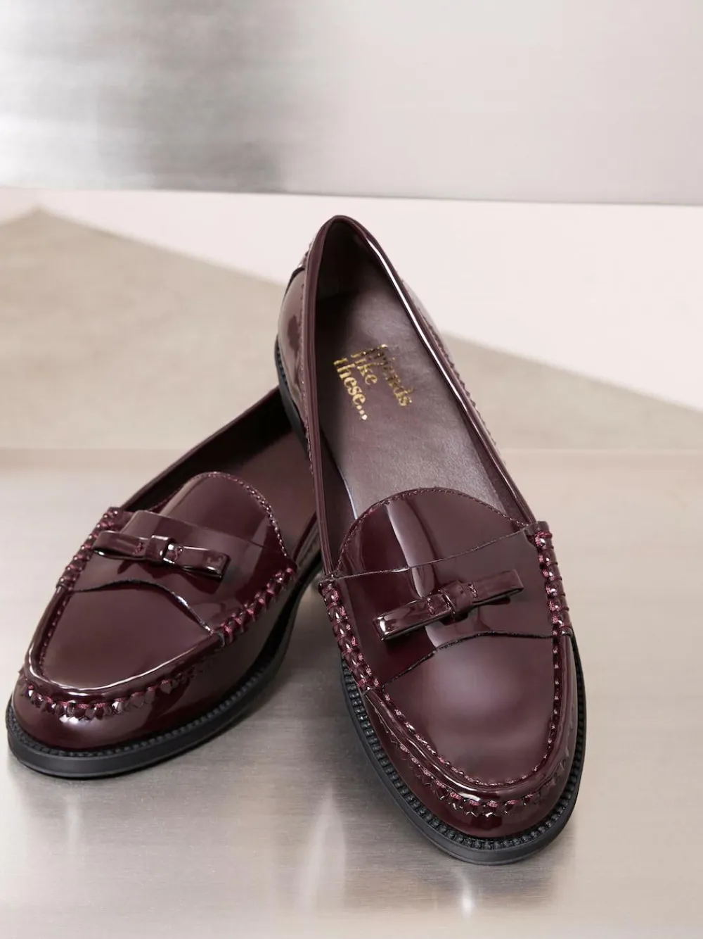 Friends Like These Patent Faux Leather Comfort Bow Smart Loafers^Women Flats