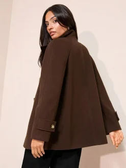 Friends Like These Funnel Neck Button Front Mid Length Coat^Women Coats & Jackets|Coats & Jackets