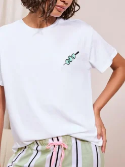 Outlet Friends Like These Green Stripe Martini Short Sleeve Pyjamas