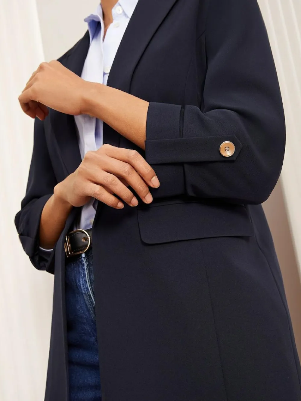 Clearance Friends Like These Navy Edge to Edge Tailored Sleeve Detail Blazer