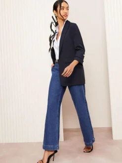 Friends Like These Petite Edge to Edge Tailored Sleeve Detail Blazer^Women Coats & Jackets|Coats & Jackets