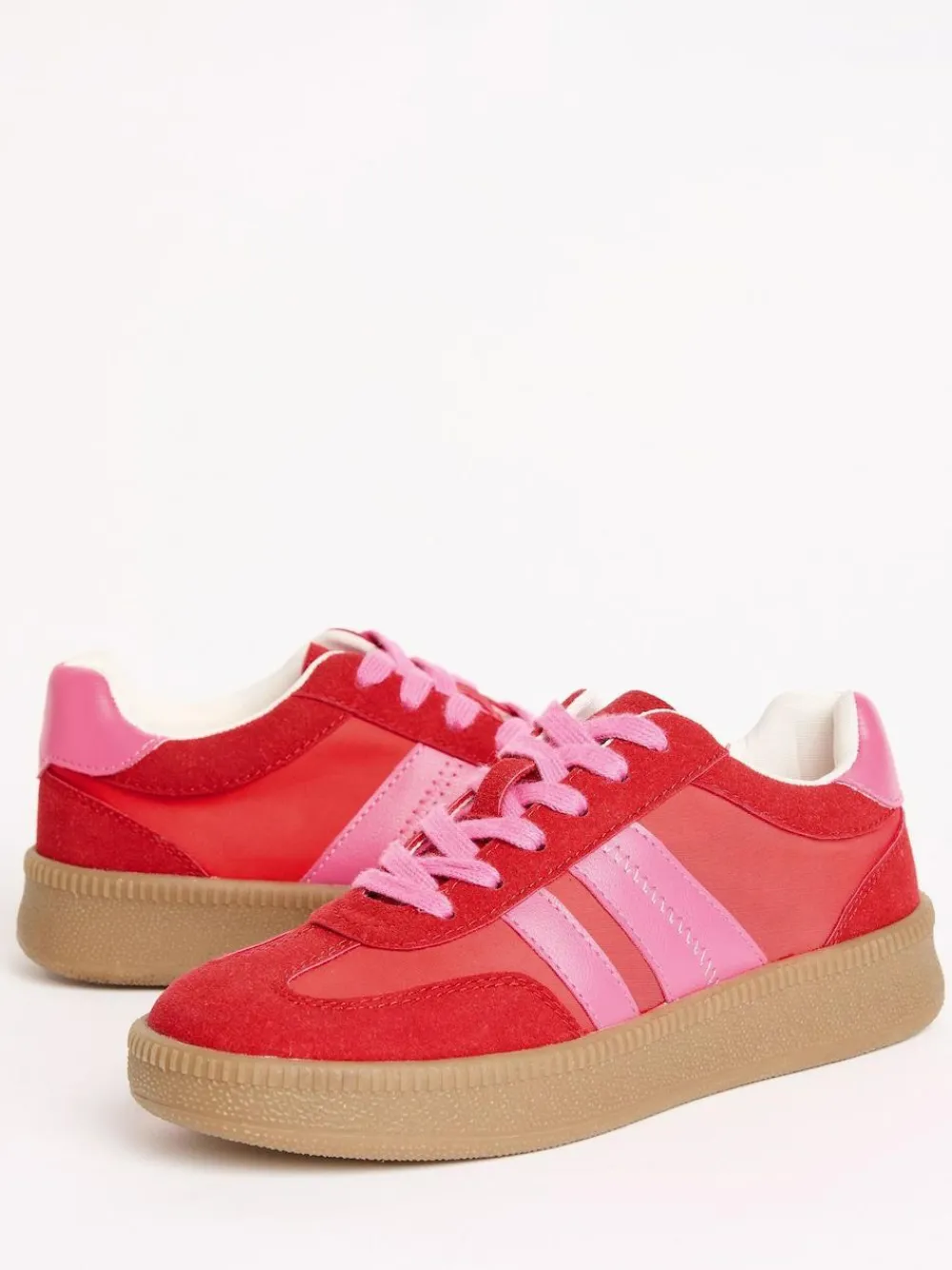 Discount Friends Like These Red Pink Standard Fit Lace Up Retro Gumsole Sports Trainers