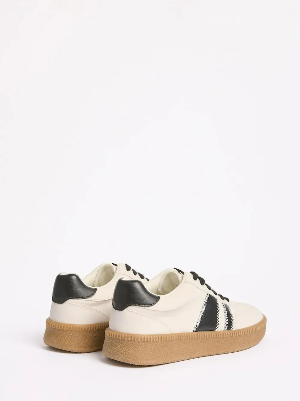 Online Friends Like These White/Black Standard Fit Lace Up Retro Gumsole Sports Trainers