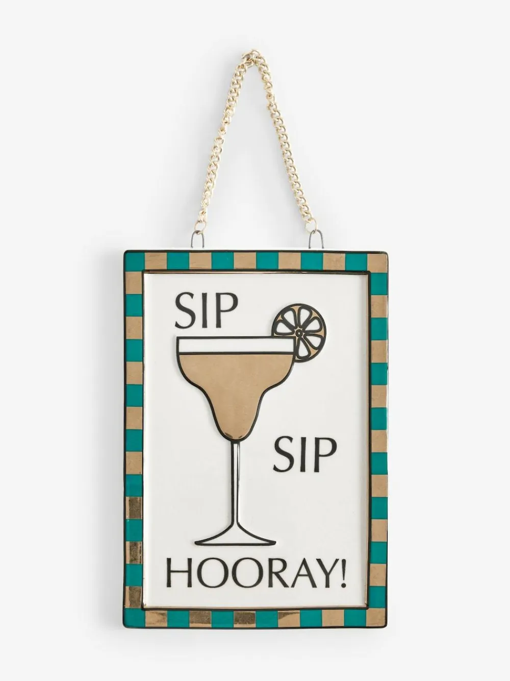 Next Gold Ceramic Sip Sip Hooray Hanging Decoration^ Ornaments