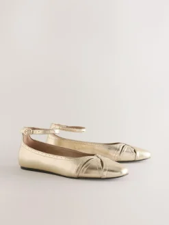 Next Forever Comfort® Leather Ballet Flats With Ankle Strap^Women Flats