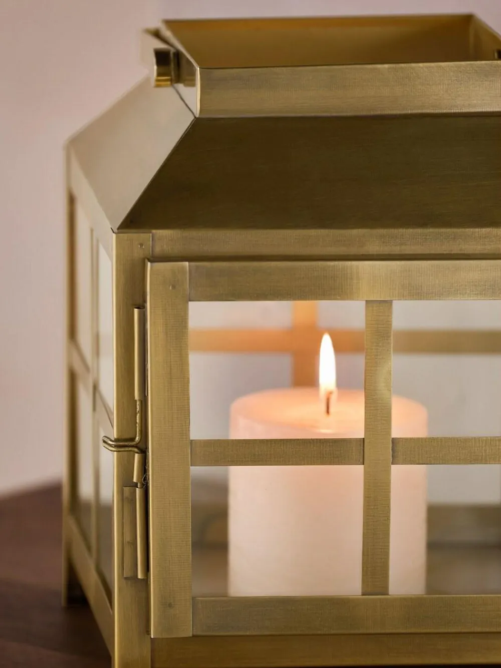 Next Gold Metal and Glass Lantern Medium^ Candle Holders & Lanterns