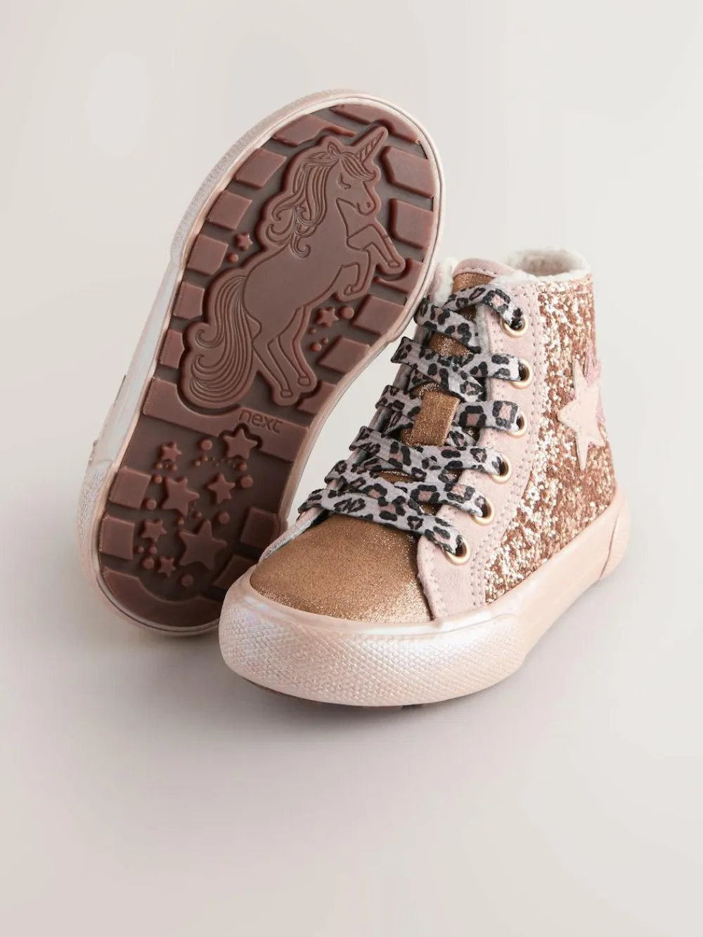 Hot Next Standard Fit (F) Star High Top Trainers Gold