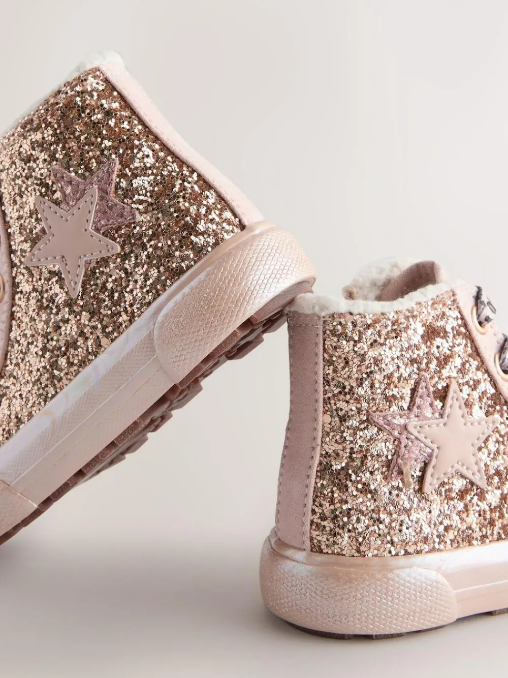 Next Gold Wide Fit (G) Star High Top Trainers^ Sneakers
